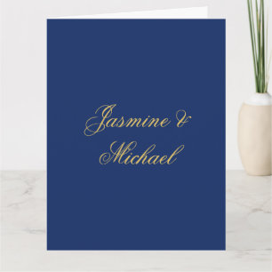 Tarjeta Nombres de Pareja Caligrafía Chic Lovely Azul y Do