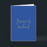 Tarjeta Nombres de Parejas Caligrafía Chic Lovely Azul y D<br><div class="desc">Puedes Cambiar Fácilmente las Fuentes,  la Imagen de Fondo y el Color,  los Caracteres de las Letras.</div>