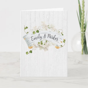 Tarjeta Nombres recién casados en Birch Scroll Con Ivy