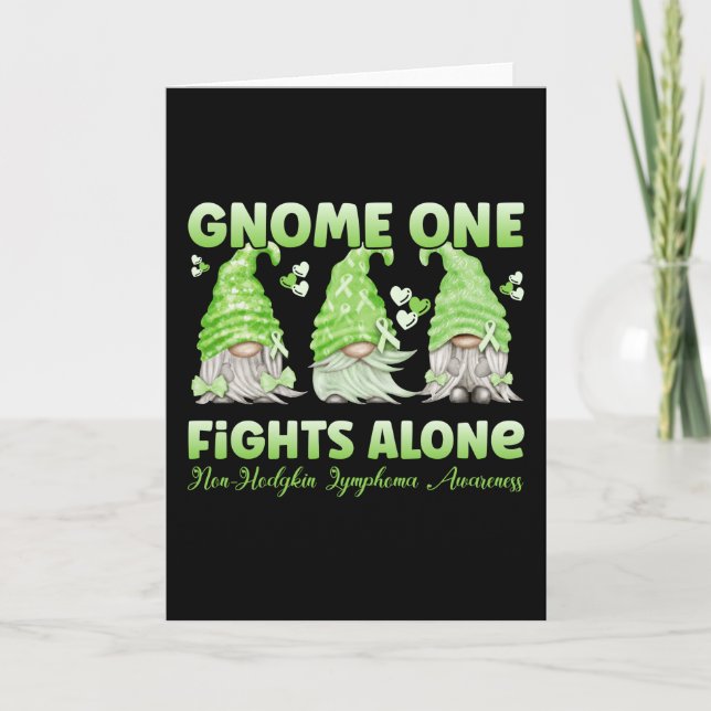Tarjeta Non Hodgkin Lymphoma Cancer Lime Ribbon Gnome (Anverso)