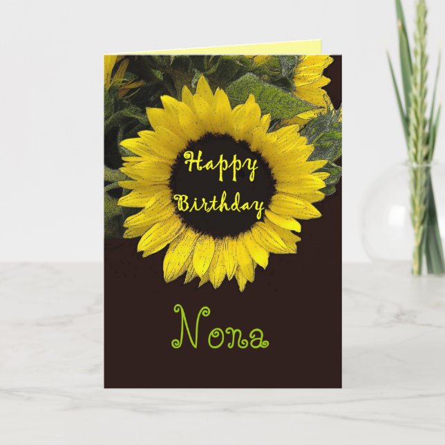 Tarjeta NONA Feliz Cumpleaños con Alegre Girasol (Anverso)