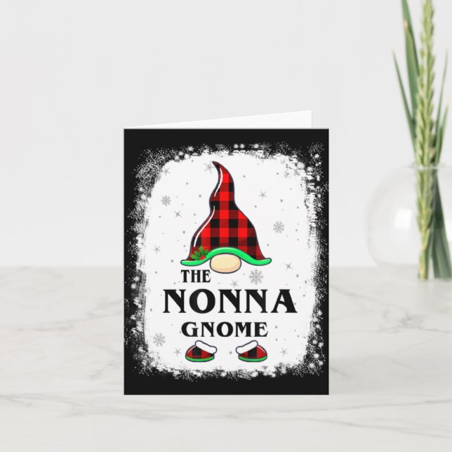 Tarjeta Nonna Gnome Buffalo Plaid Matching Family Xmas Paj (Anverso)