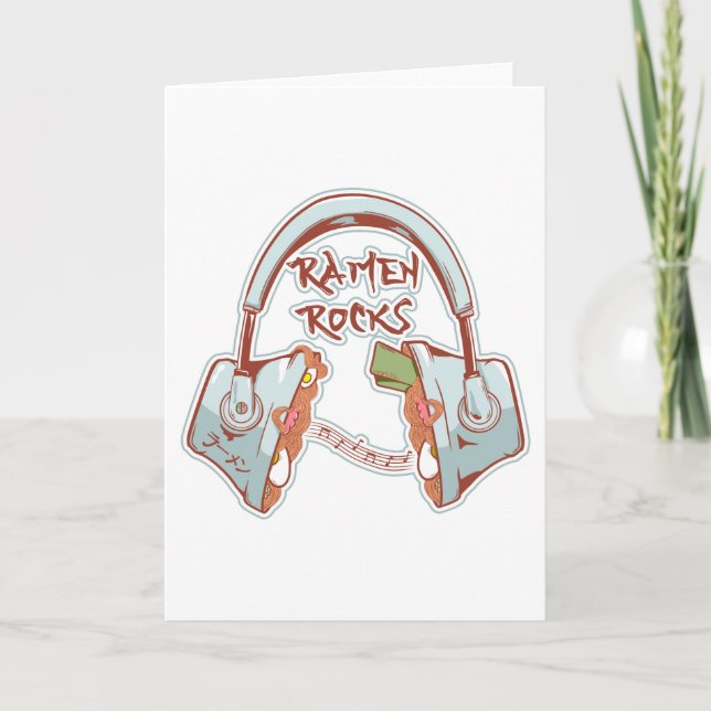 Tarjeta Noodles Ramen rock auriculares graciosos (Anverso)