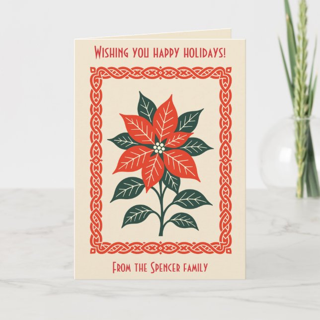 Tarjeta Nordic Christmas Minimal Style Poinsettia (Anverso)