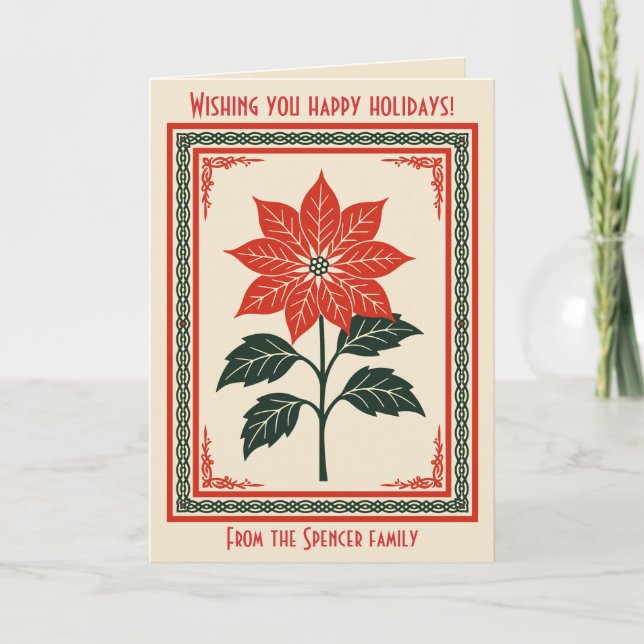 Tarjeta Nordic Christmas Minimal Style Poinsettia (Anverso)