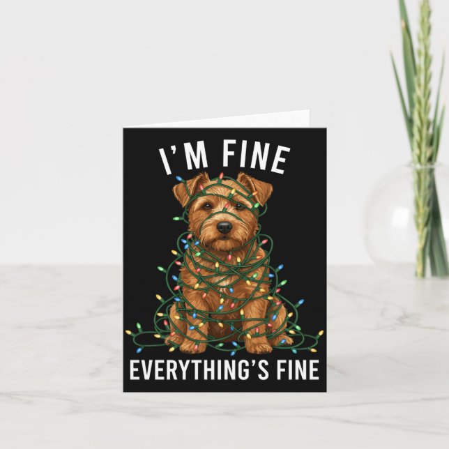 Tarjeta Norfolk Terrier Christmas I'm Fine Everything Is F (Anverso)