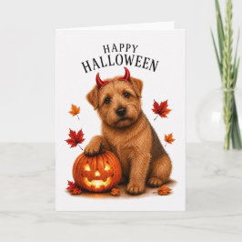 Tarjeta Norfolk Terrier Halloween Perro Diablo
