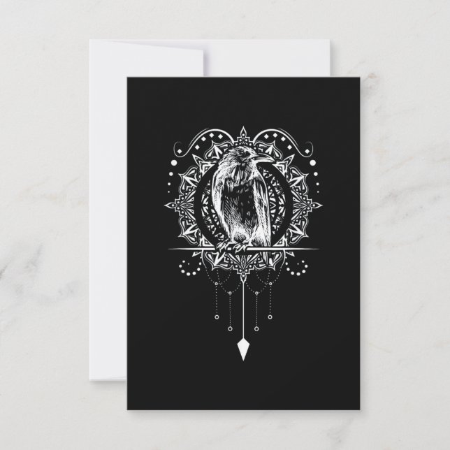 Tarjeta Norse Mythology y viking raven (Anverso)