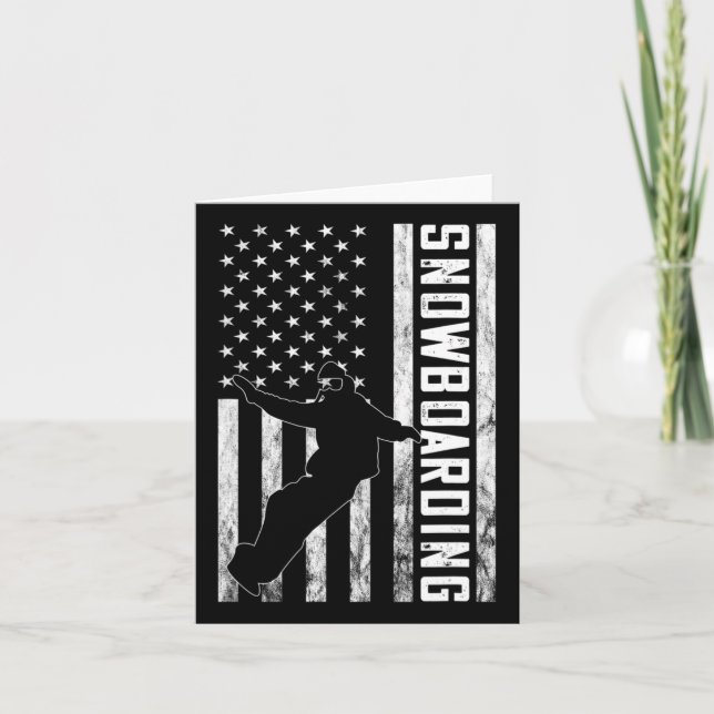 Tarjeta Norteamérica Vieja Bandera Estadounidense Snowboar (Anverso)