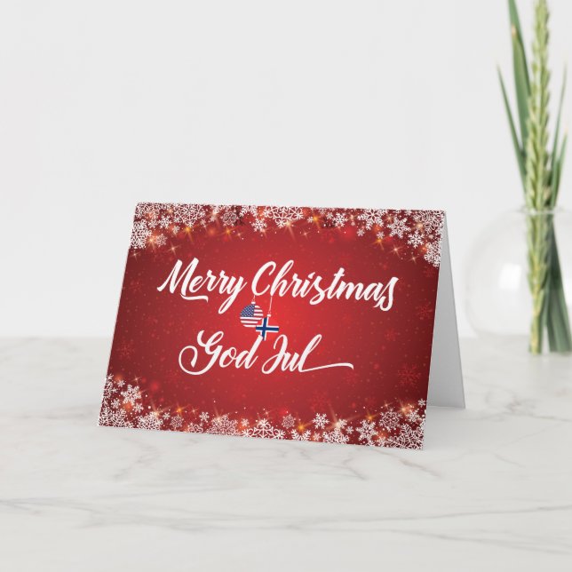 Tarjeta Norteamericana Bilingüe de Feliz Navidad (Anverso)