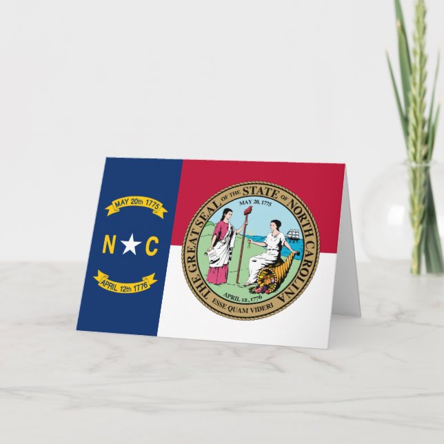 Tarjeta North Carolinian Flag & Seal, North Carolina (Anverso)