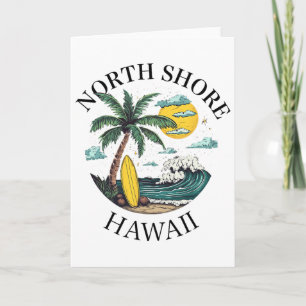 Tarjeta North Shore Oahu Hawaii Recuerdo Surfing Hawaiano