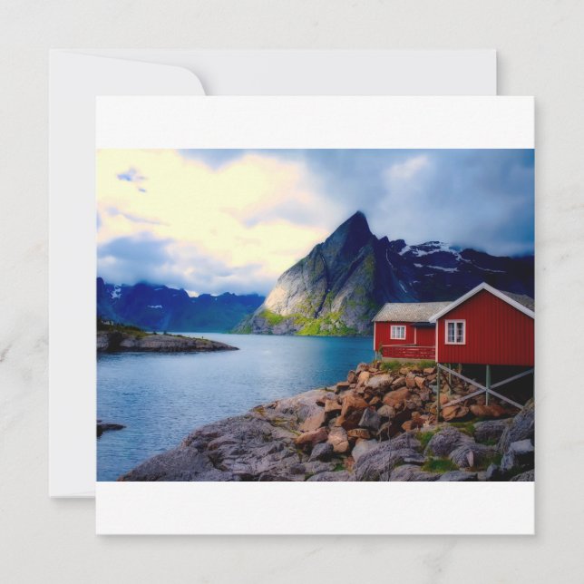 Tarjeta Noruega pintoresca, hermoso paisaje pintoresco (Anverso)