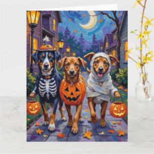 Tarjeta Norwegian Lundehund Truco o Trato Halloween