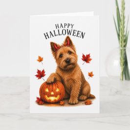 Tarjeta Norwich Terrier Halloween Perro Diablo