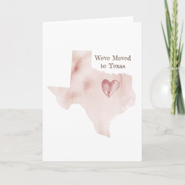 Tarjeta Nos hemos mudado a Texas| Traslado a Texas Saludan (Anverso)