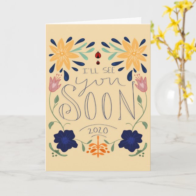 Tarjeta Nos vemos pronto (flor amarilla)