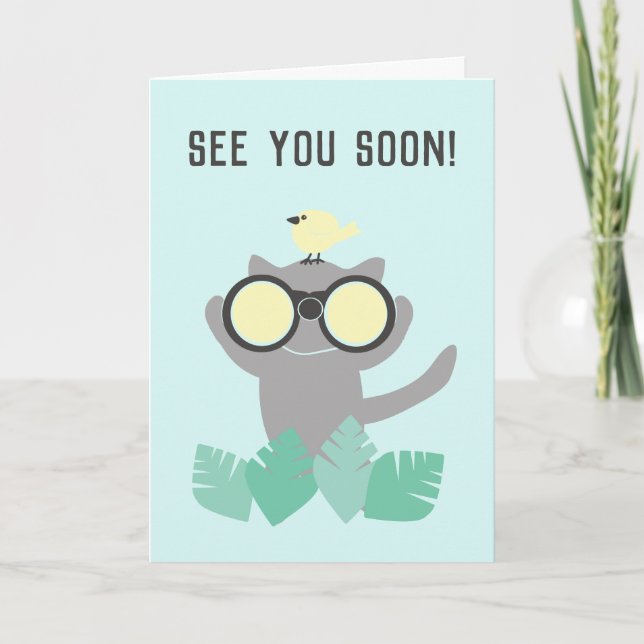 Tarjeta Nos vemos pronto como un gato de avistamiento de a (Anverso)