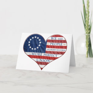 Tarjeta Nosotros, el pueblo, el corazón de la bandera esta
