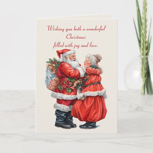 Tarjeta Nostalgic Mr and Mrs Claus Festive Christmas Coupl (Anverso)