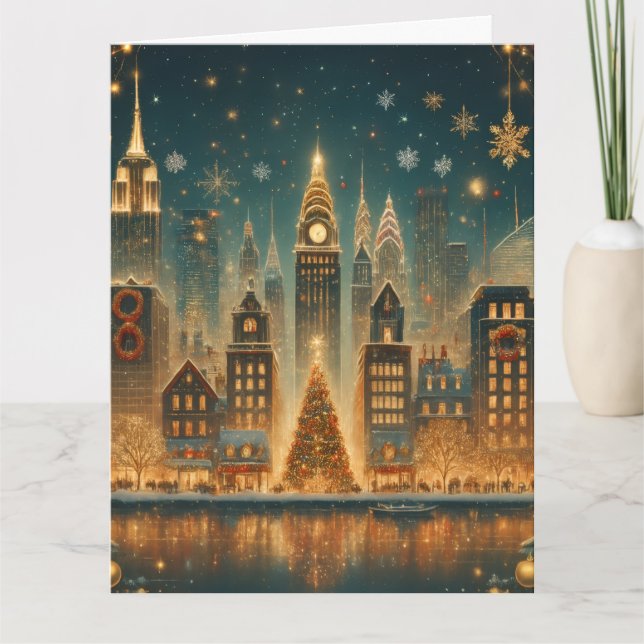 Tarjeta Nostalgic New York Christmas - Iconic Holiday (Anverso)