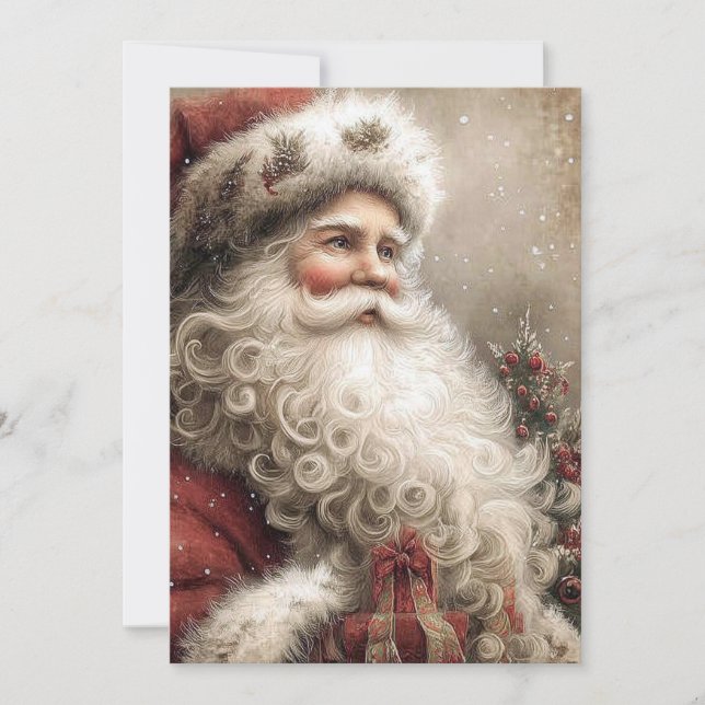 Tarjeta Nostalgic Santa Claus Happy Holidays Flat (Anverso)
