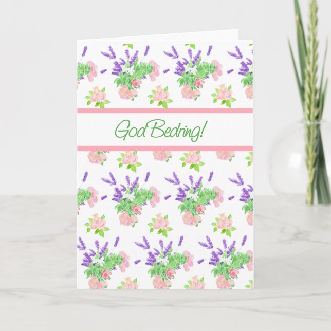 Tarjeta Nostálgico saludo floral noruego se pone bien (Anverso)