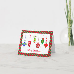 Tarjeta Nostálgicos Ornamentos de Navidad Saludo de Navida