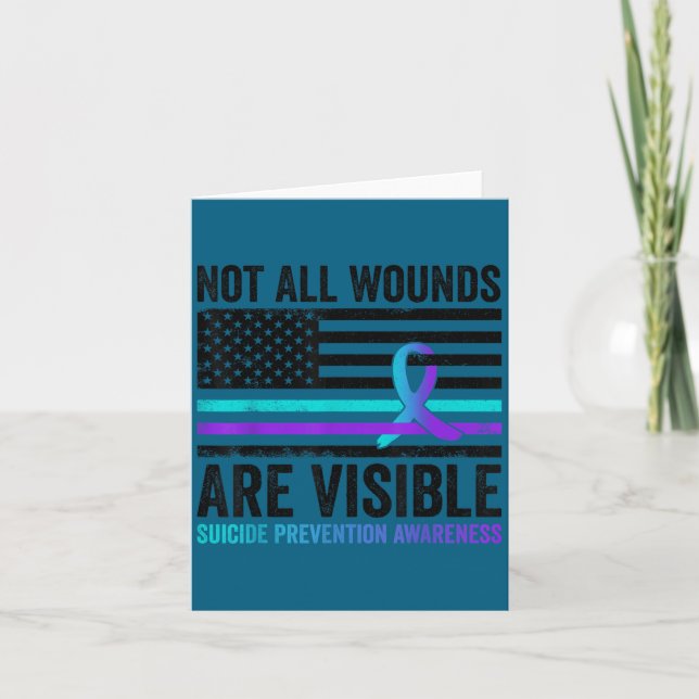 Tarjeta Not All Wounds Are Visible American Flag Suicide P (Anverso)
