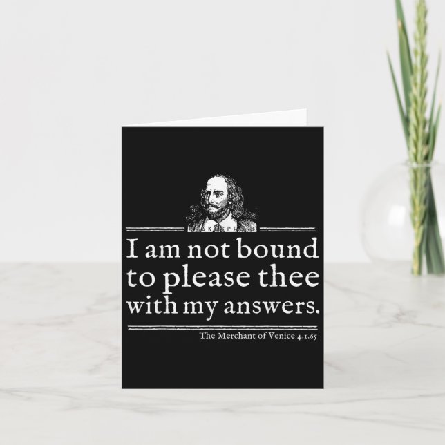 Tarjeta Not Bound To Please Shakespeare Quote Shirt Theate (Anverso)