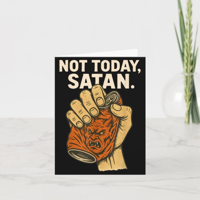 Tarjeta Not Today Satan Faith Christian Halloween Funny An (Anverso)