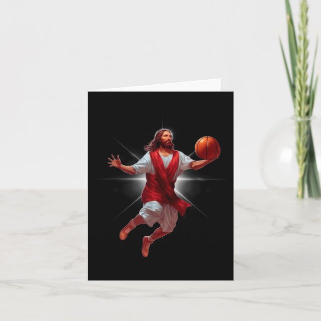 Tarjeta Not Today Satan Jesus Funny Slam Holy Dunk Basketb (Anverso)