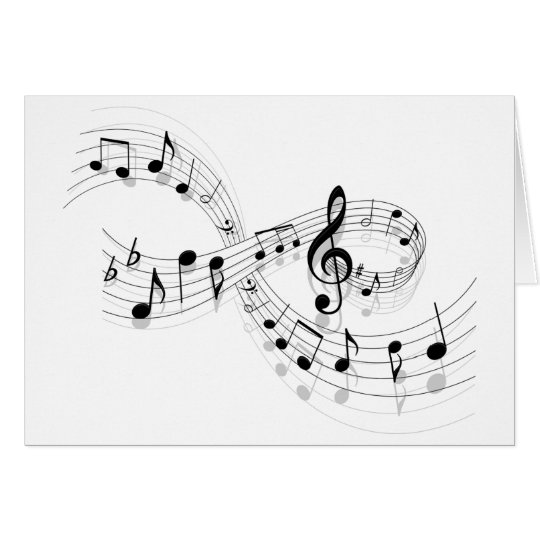 Tarjeta Notas musicales sobre una línea de personal