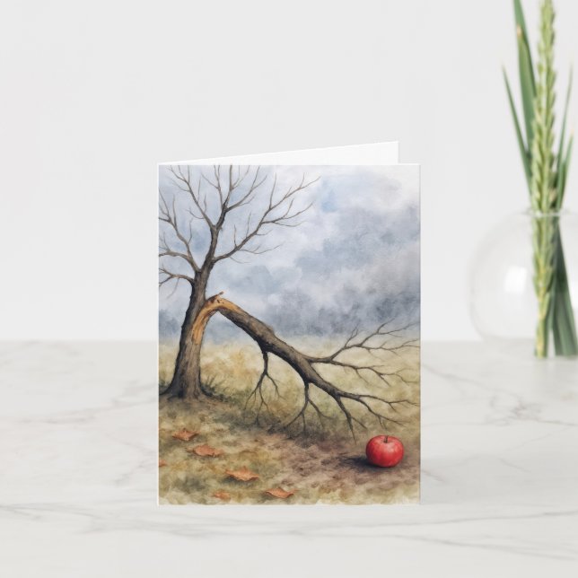 Tarjeta Note Card Watercolor Broken Apple Tree  (Anverso)