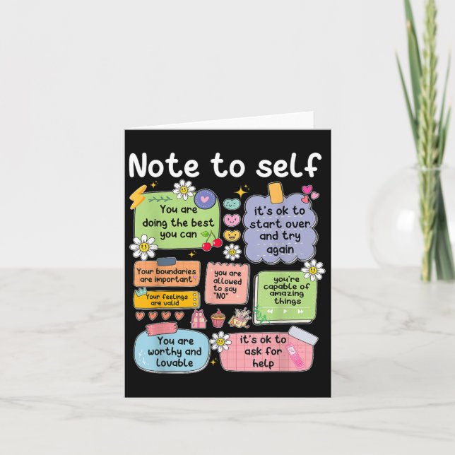 Tarjeta Note To Self, Motivational, Mental Health, Sitive  (Anverso)