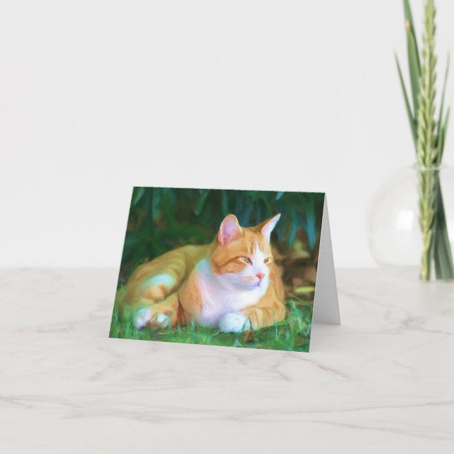 Tarjeta Notecard anaranjado del gato de tabby (Anverso)