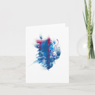Tarjeta Notecard azul y magenta de "Seedpod" del arte