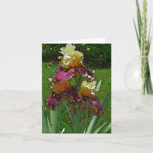 TARJETA NOTECARD "BURGUNDY AND YELLOW IRISES" (FOTO).