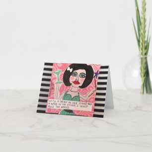TARJETA NOTECARD-CON UNA BEBIDA EN UNA MANO
