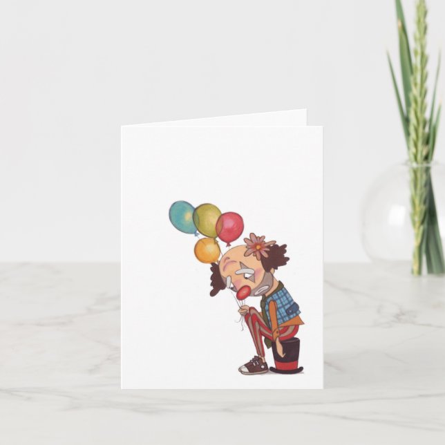 Tarjeta notecard de cumpleaños de payaso triste (Anverso)