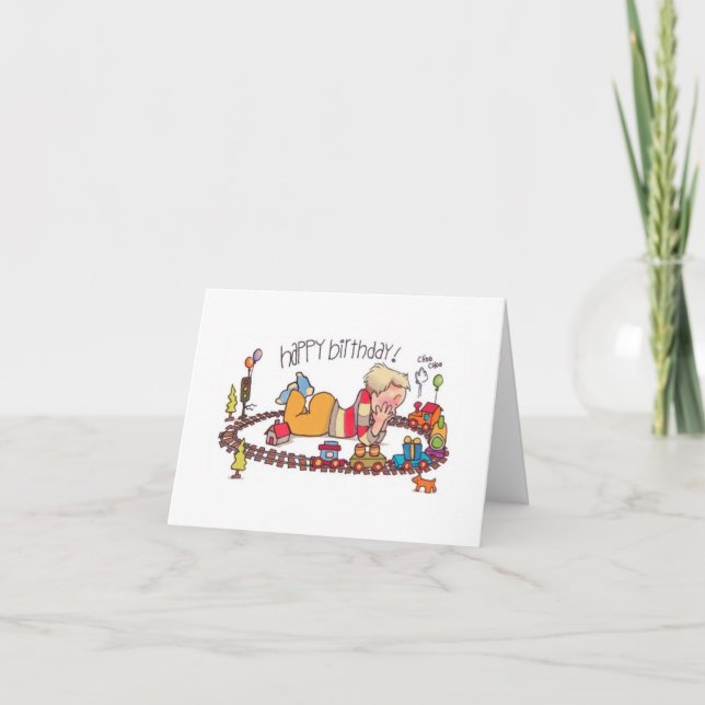 Tarjeta Notecard de cumpleaños del tren Choo-choo (Anverso)
