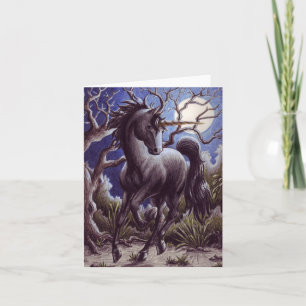 Tarjeta Notecard de la luna del unicornio