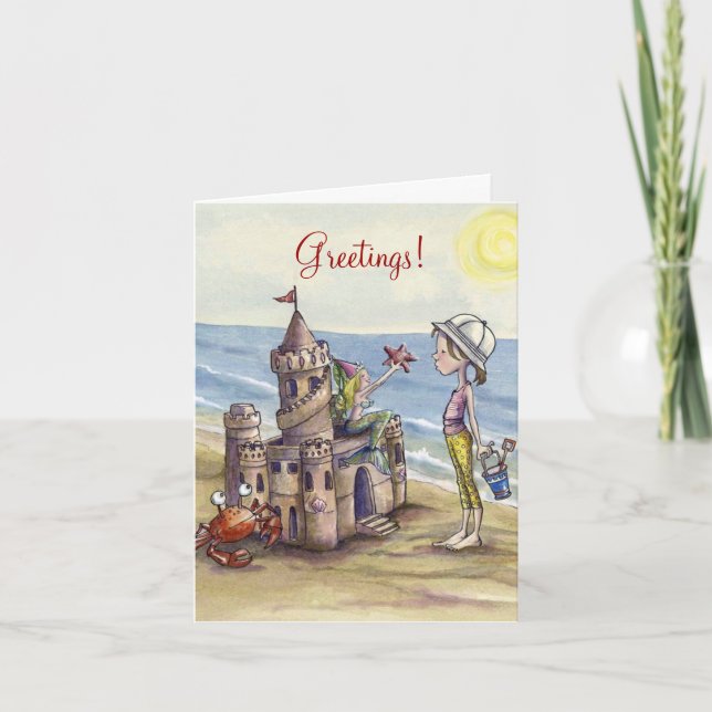 Tarjeta Notecard de la magia del castillo de arena (Anverso)