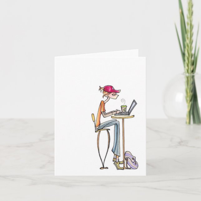 Tarjeta notecard de la mujer de la cafetería (Anverso)