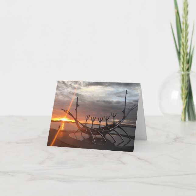 Tarjeta notecard de la puesta del sol de reykjavik (Anverso)