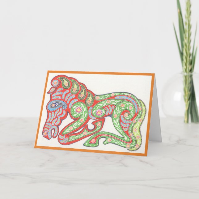 Tarjeta Notecard de poni rojo (Anverso)