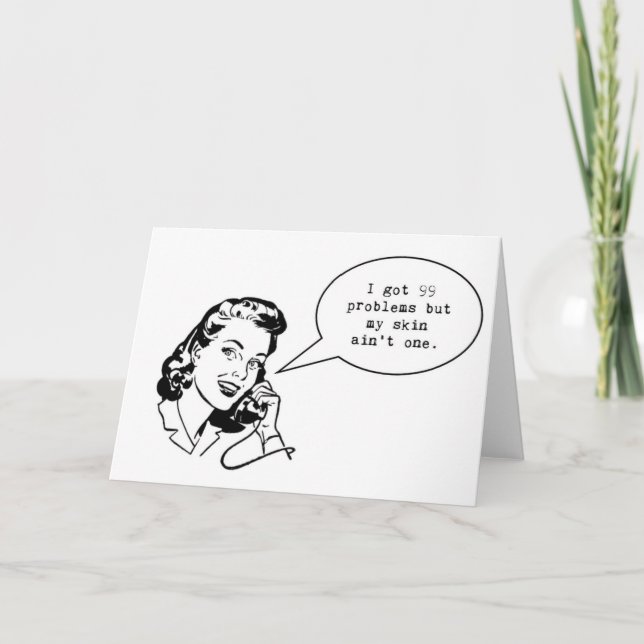 Tarjeta Notecard de Skincare… conseguí 99 problemas pero… (Anverso)