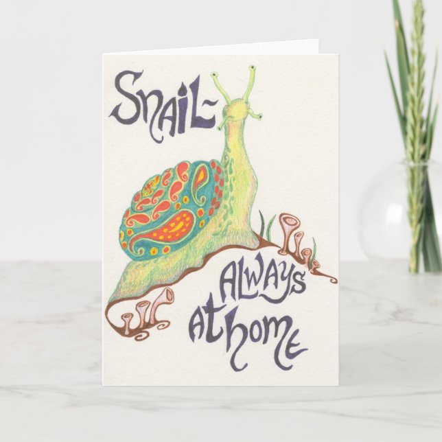 Tarjeta Notecard del Caracol-siempre en casa (Anverso)