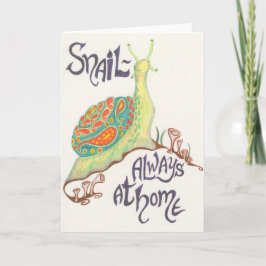Tarjeta Notecard del Caracol-siempre en casa