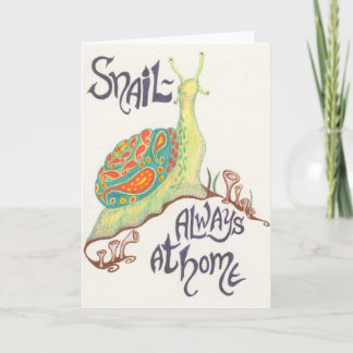Tarjeta Notecard del Caracol-siempre en casa